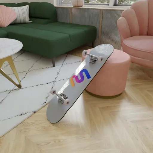 Customizable skateboard in living room