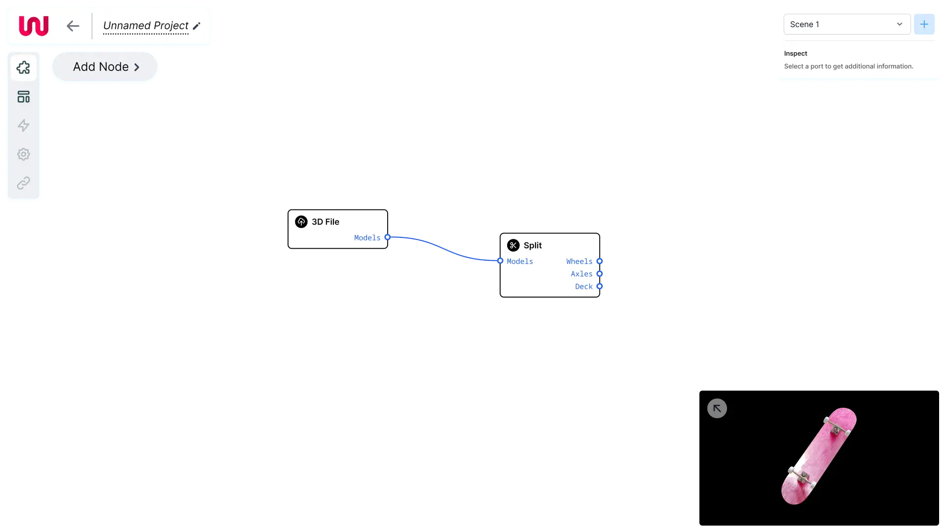 Node editor user interface